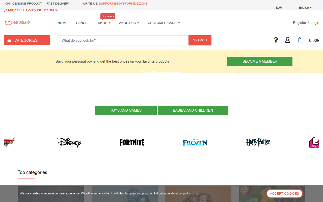 Screenshot van toysforkids.zone