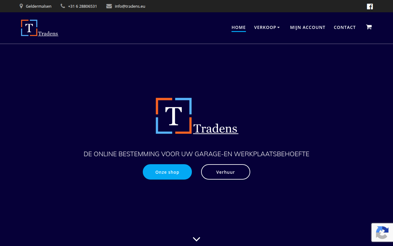 Screenshot van tradens.eu