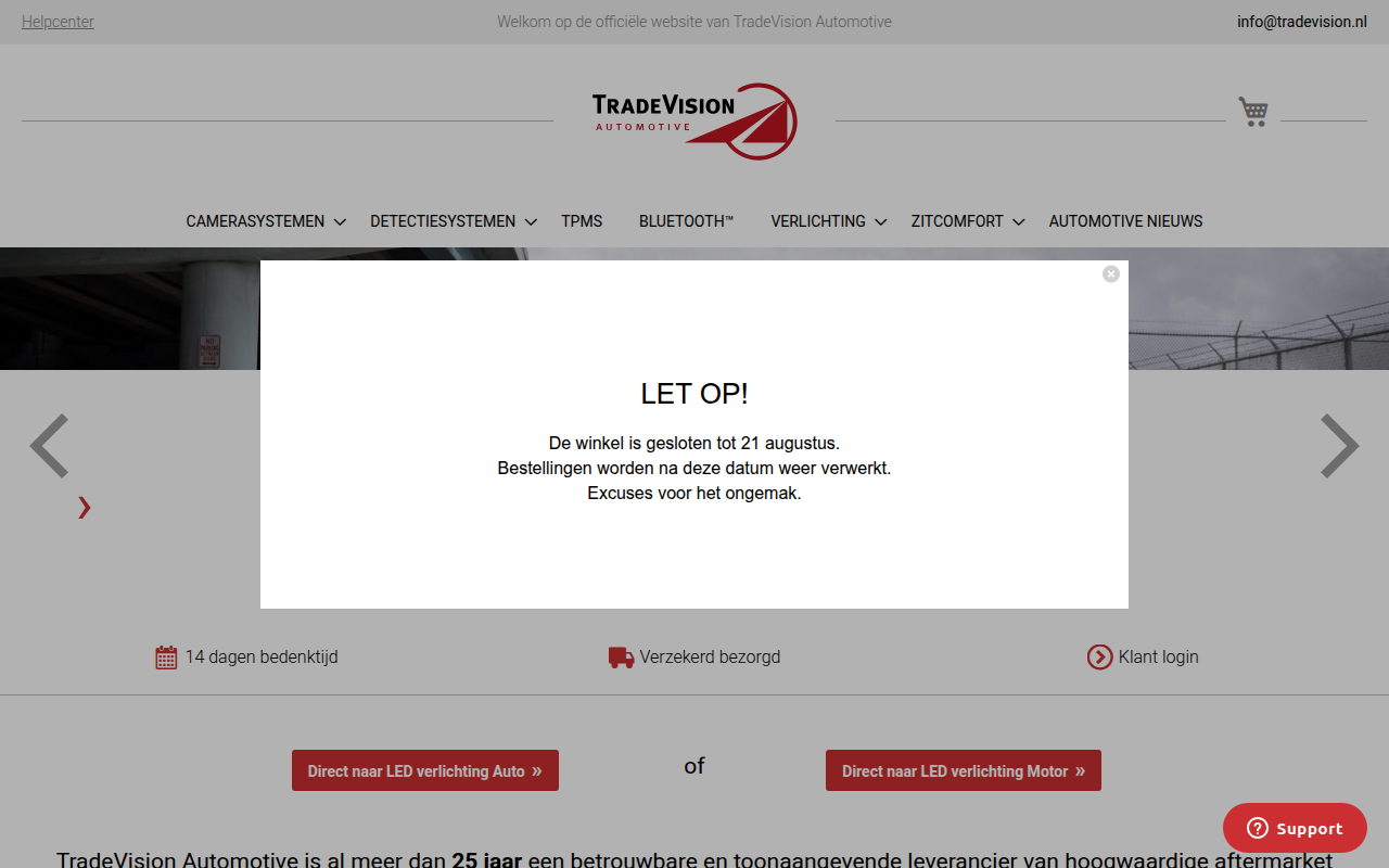 Screenshot van tradevision.nl