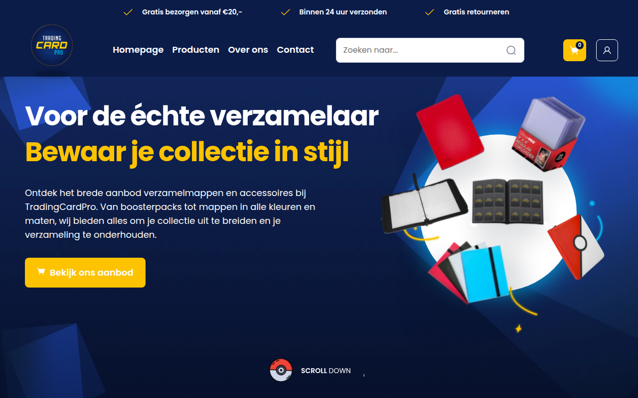 Screenshot van tradingcardpro.nl