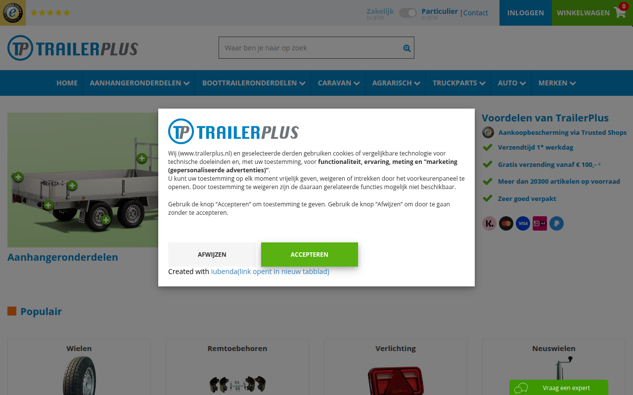 Screenshot van trailerplus.nl