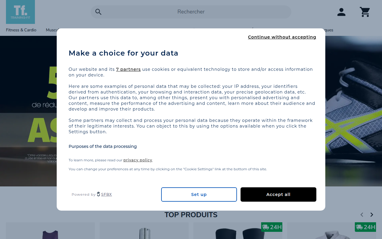 Screenshot van training-fit.fr