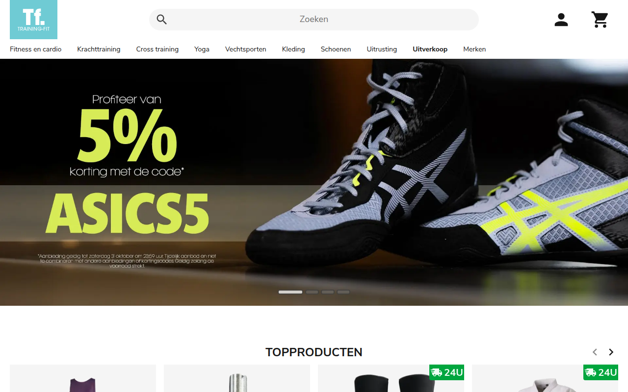 Screenshot van training-fit.nl