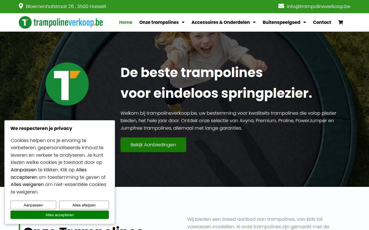 Screenshot van trampolineverkoop.nl