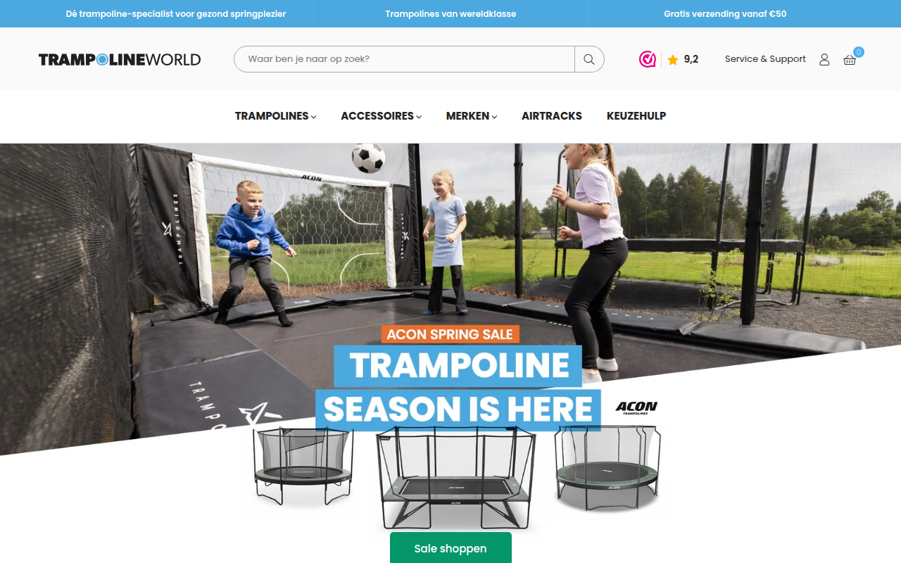 Screenshot van trampolineworld.nl
