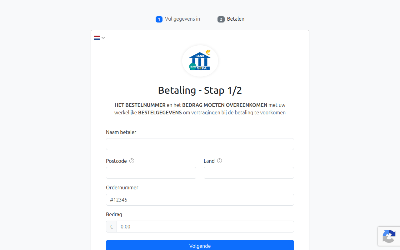Screenshot van transfer.paytail.world