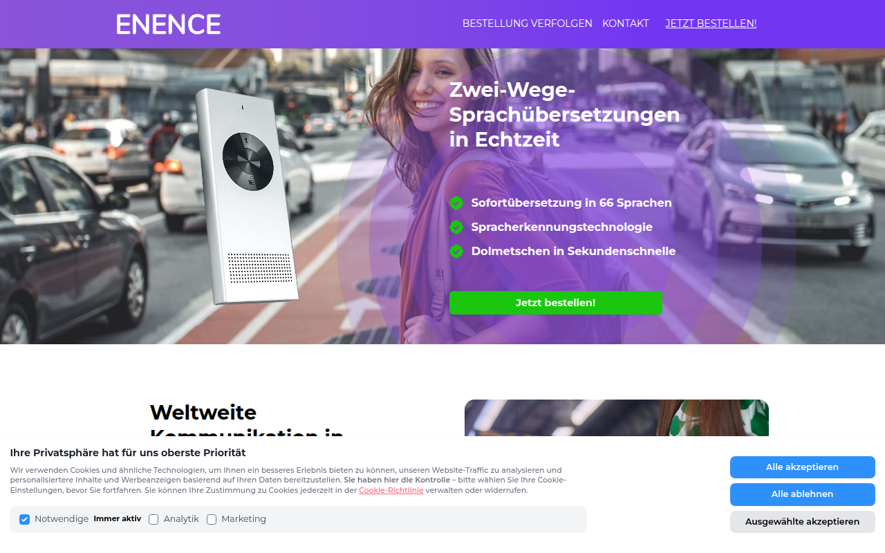 Screenshot van translatorenence.com