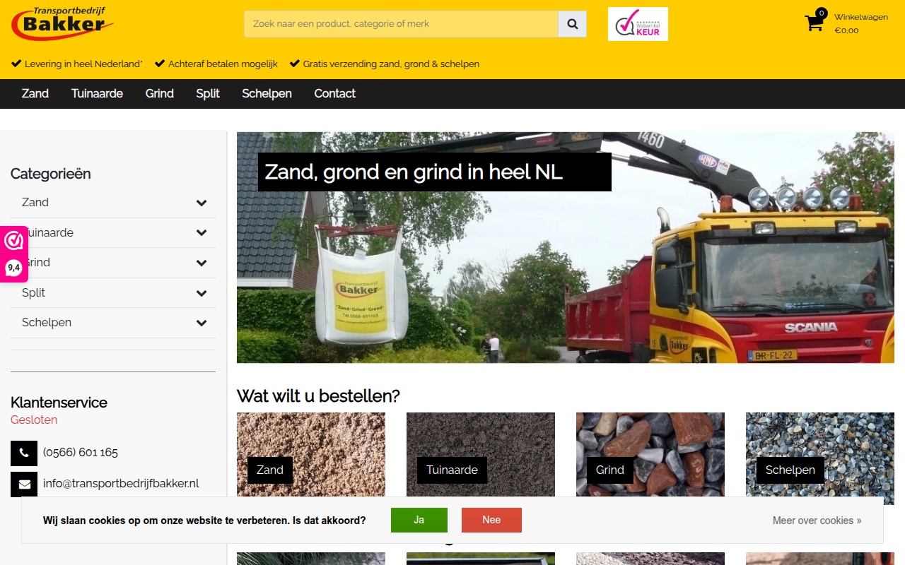 Screenshot van transportbedrijfbakker.nl