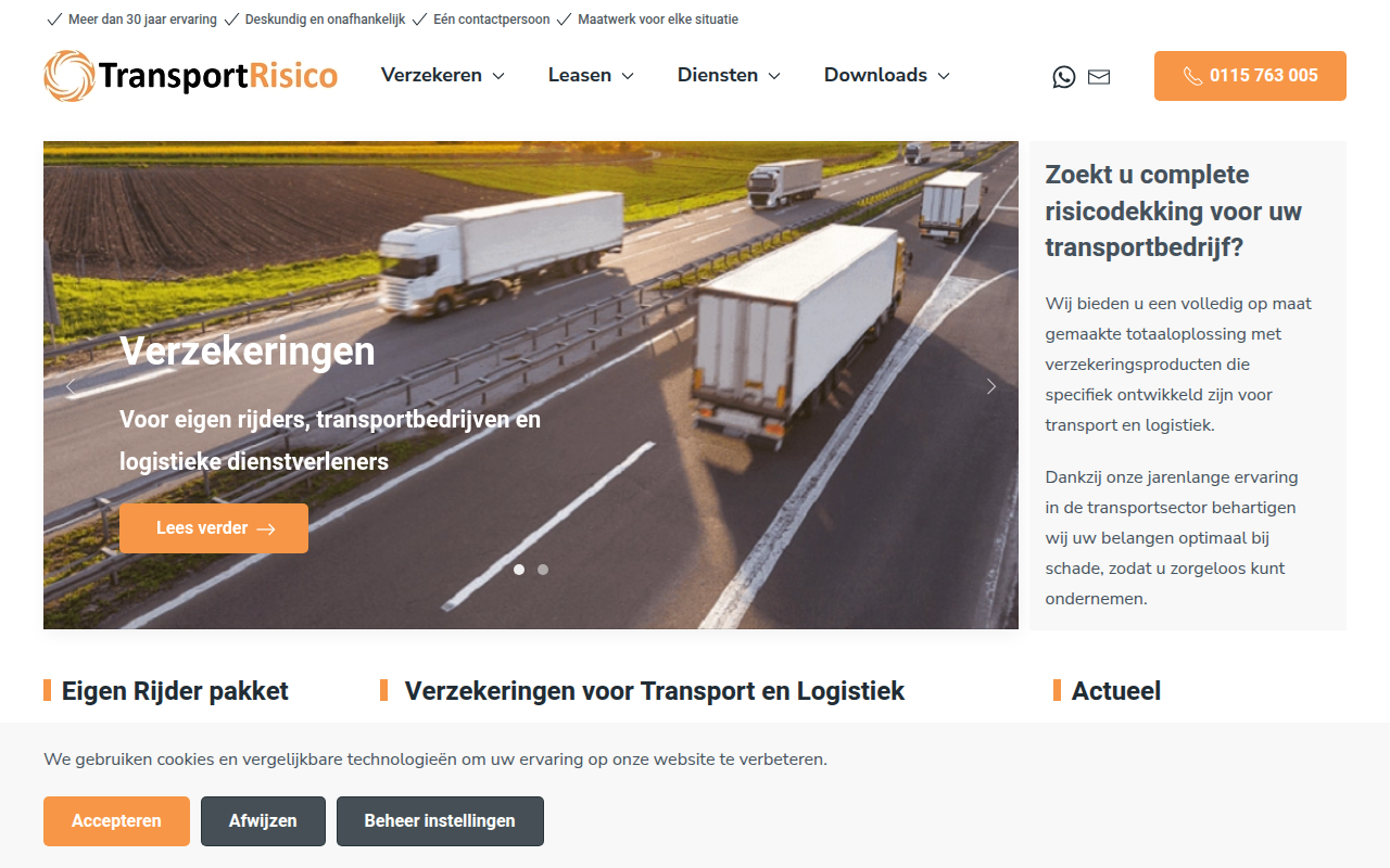 Screenshot van transportrisico.nl
