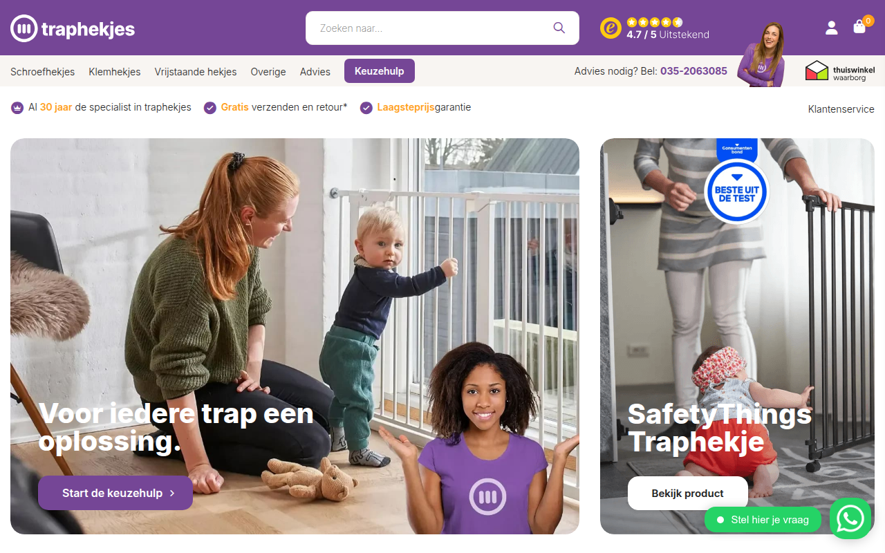 Screenshot van traphekjes.nl