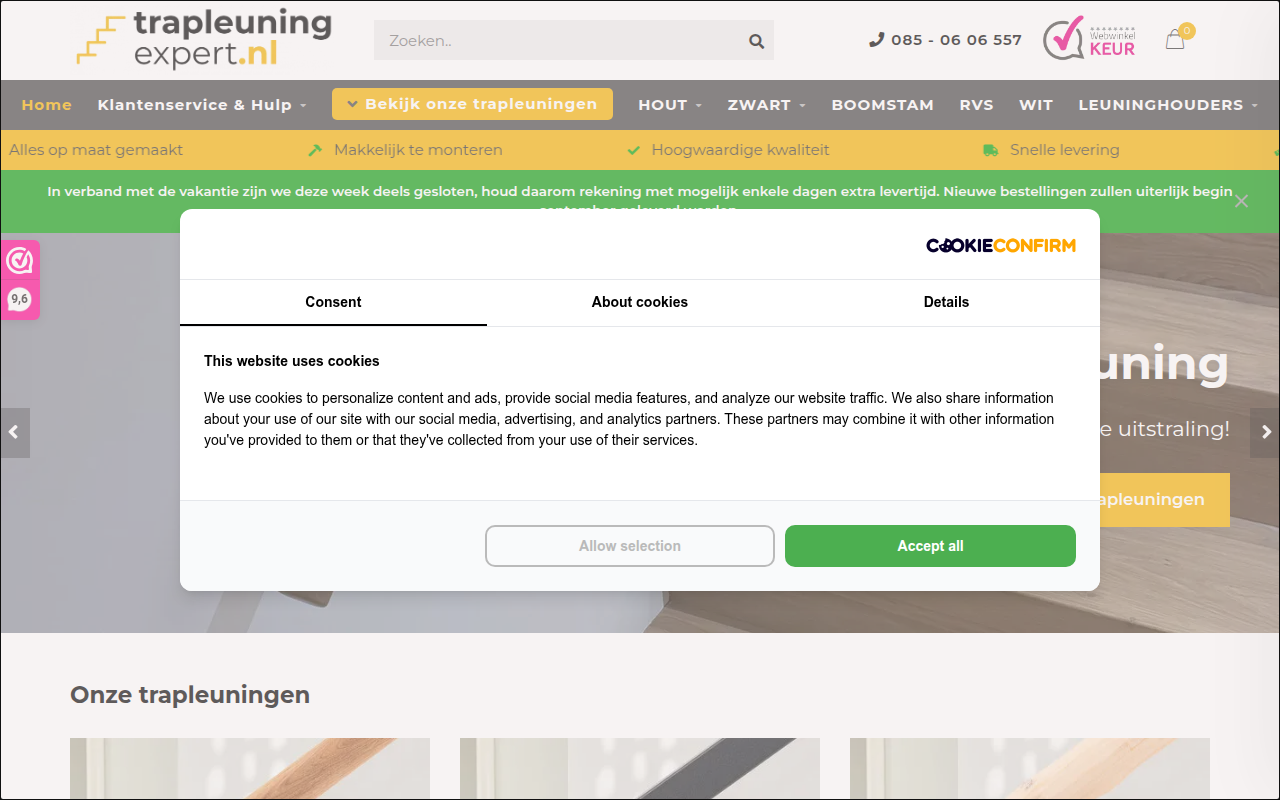 Screenshot van trapleuningexpert.nl