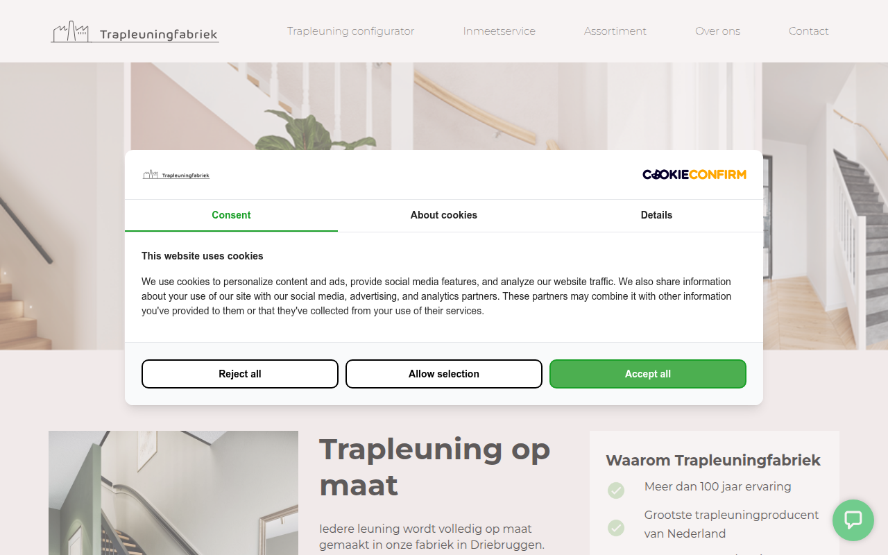 Screenshot van trapleuningfabriek.nl