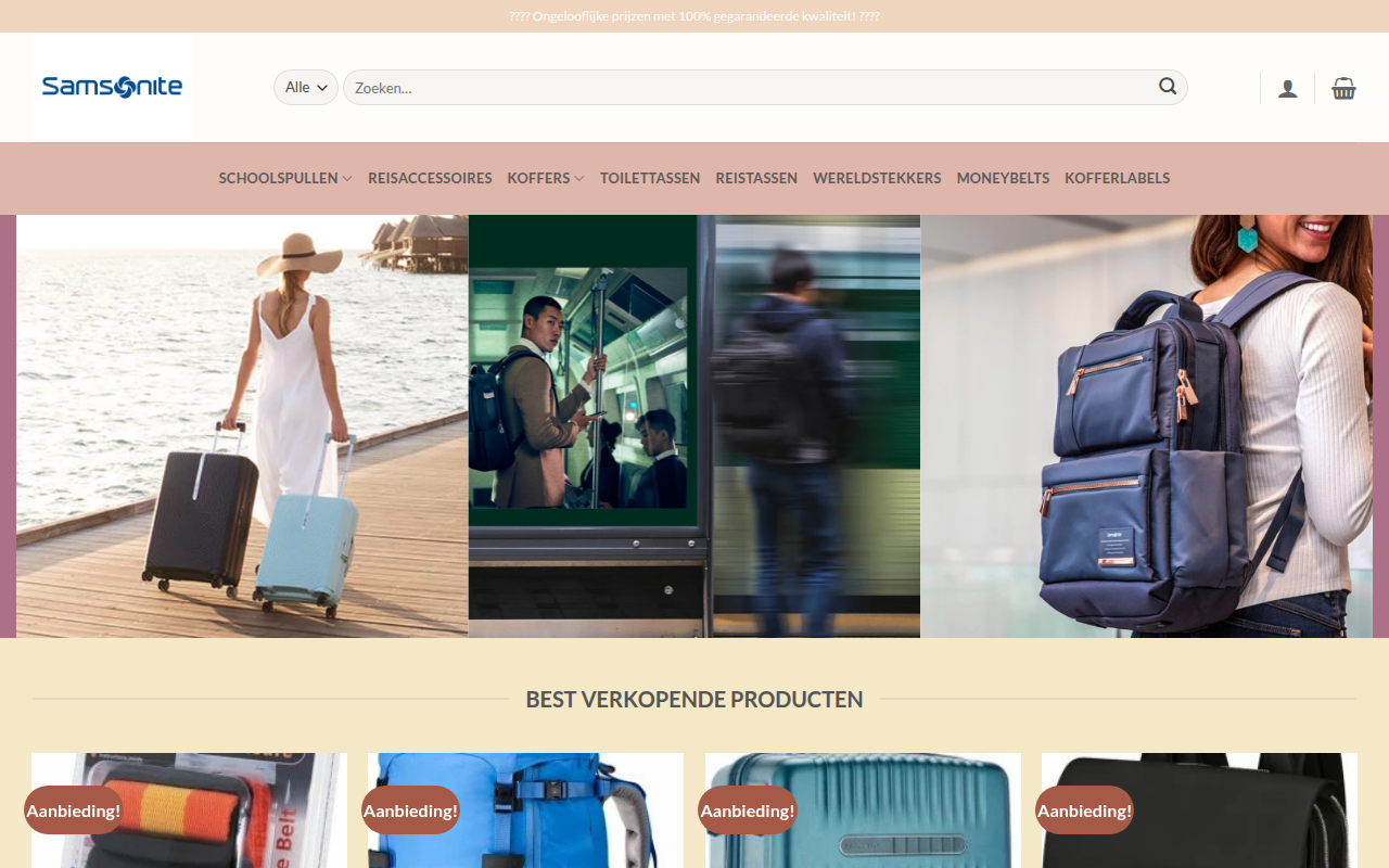 Screenshot van travelbagsshop.com
