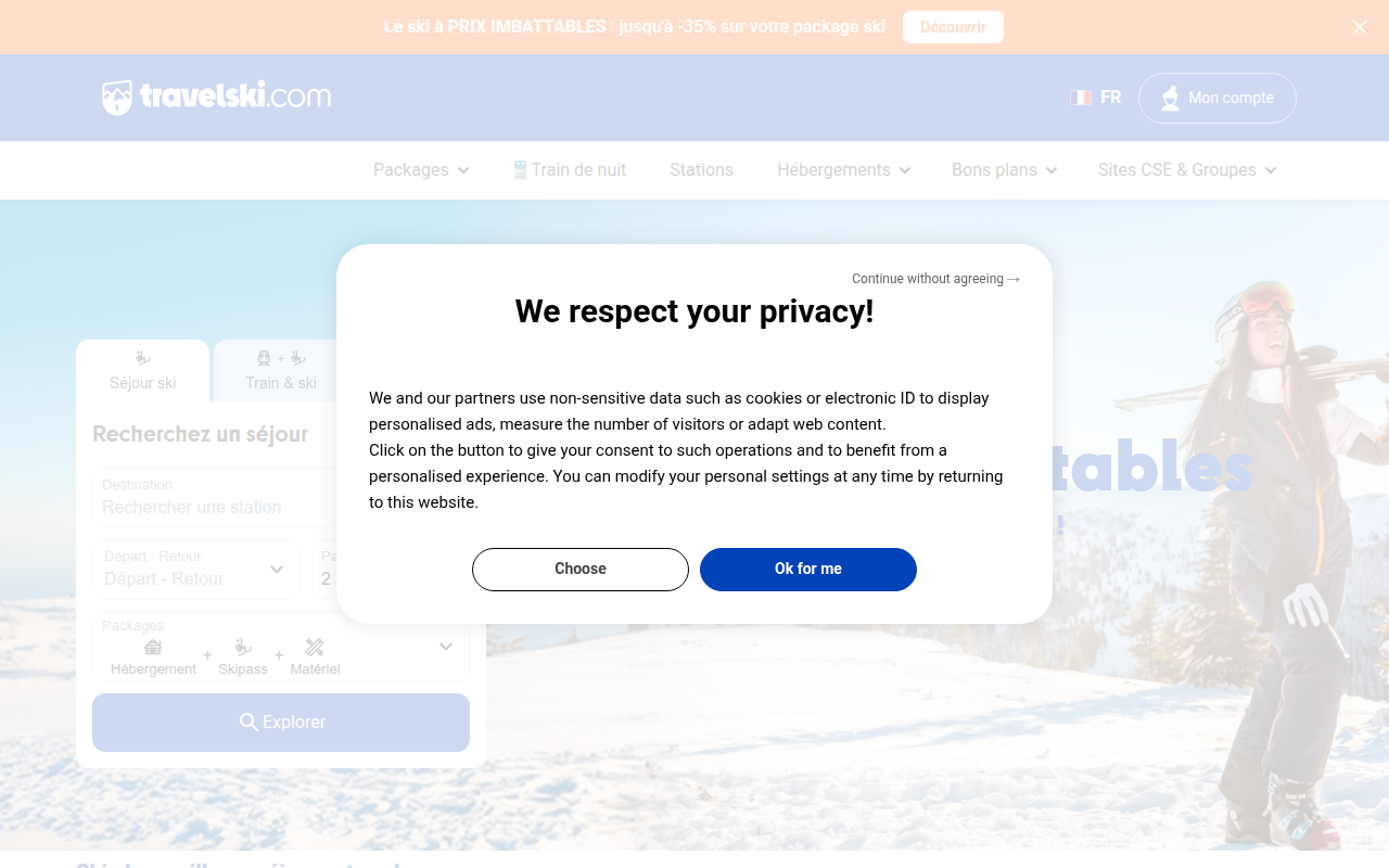 Screenshot van travelski.com