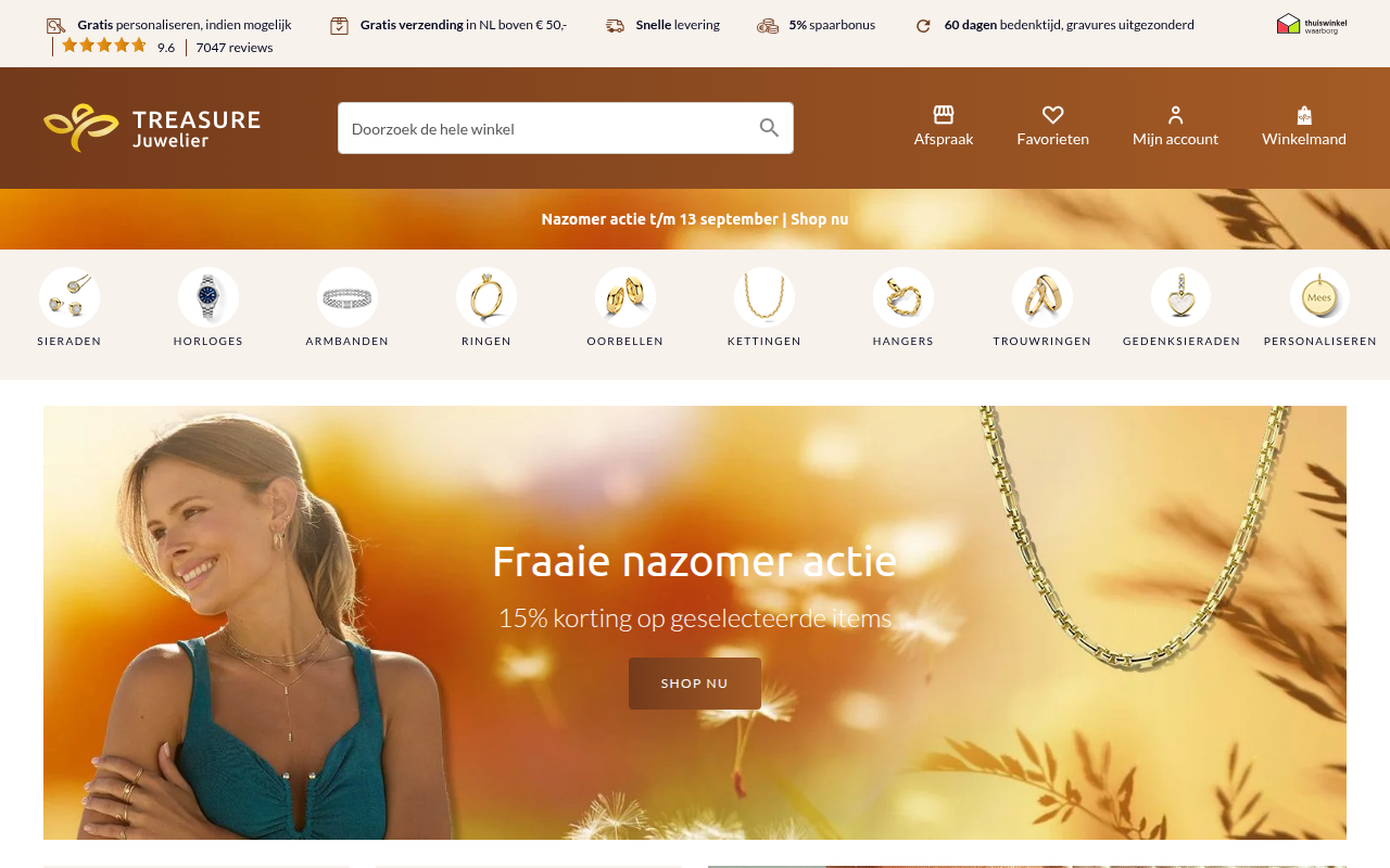 Screenshot van treasurejuwelier.nl