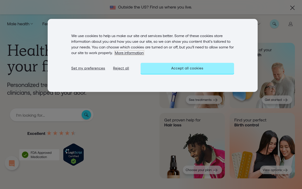 Screenshot van treated.com