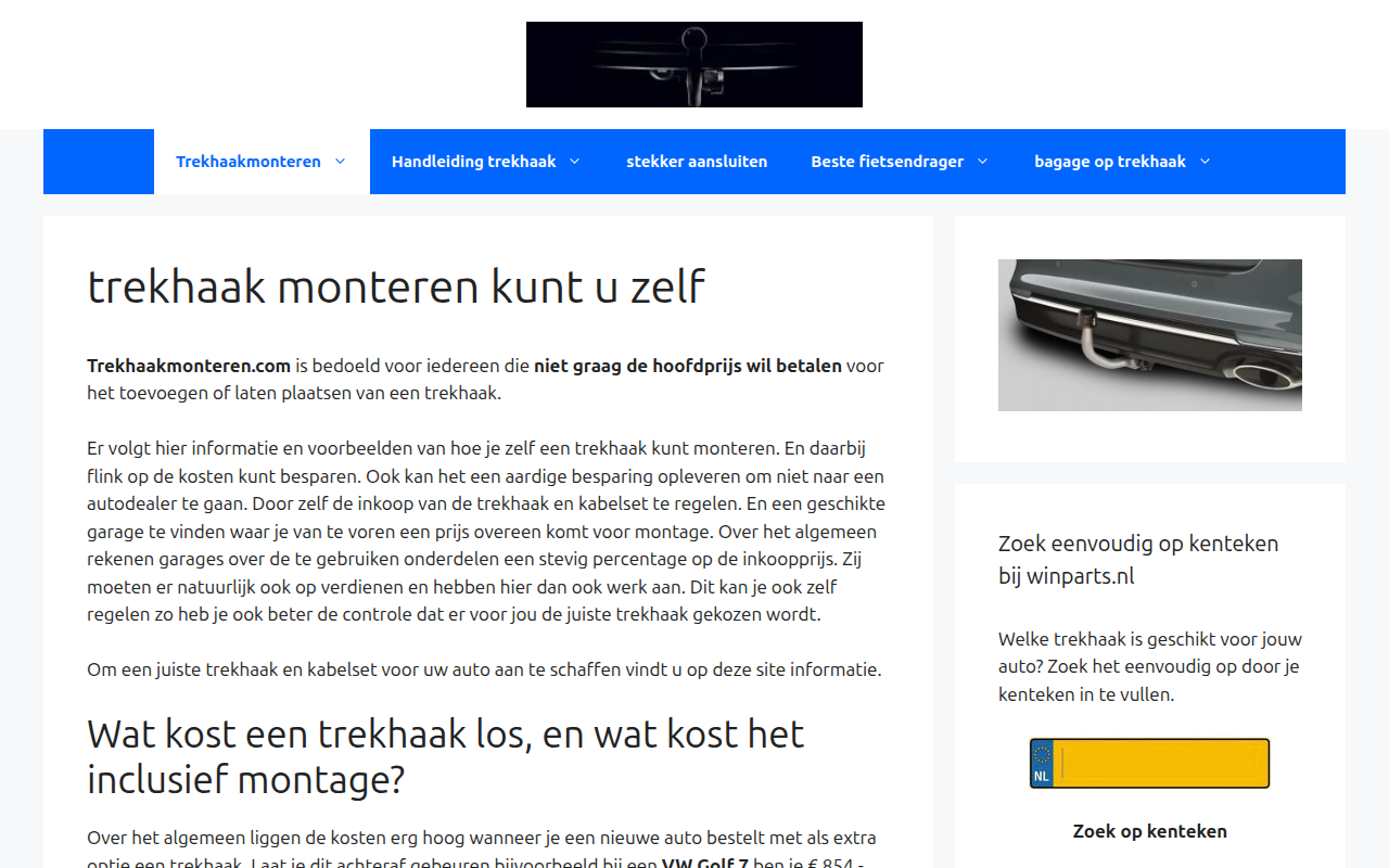 Screenshot van trekhaakmonteren.com