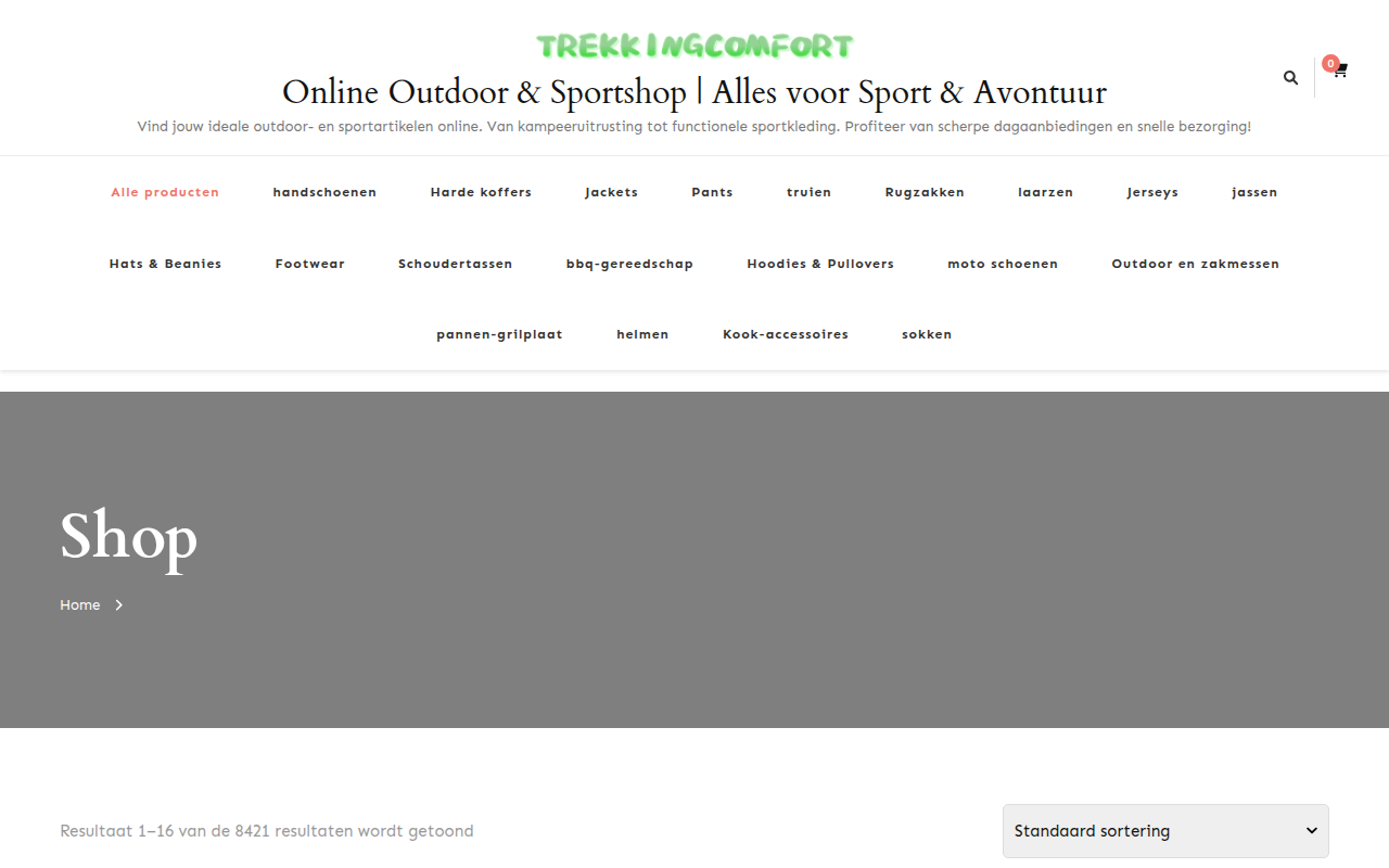 Screenshot van trekkingcomfort.com