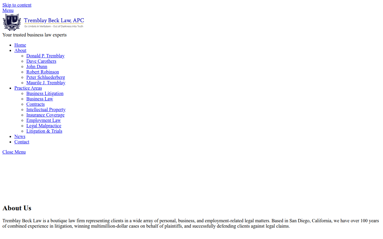 Screenshot van tremblaybecklaw.com