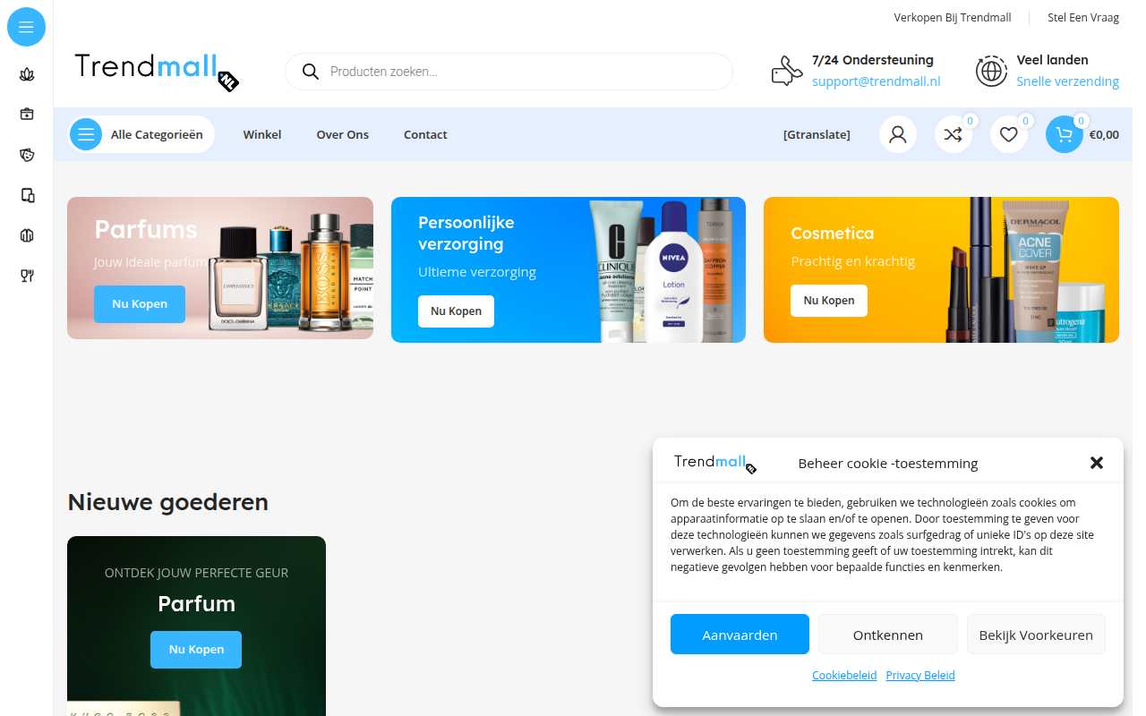 Screenshot van trendmall.nl