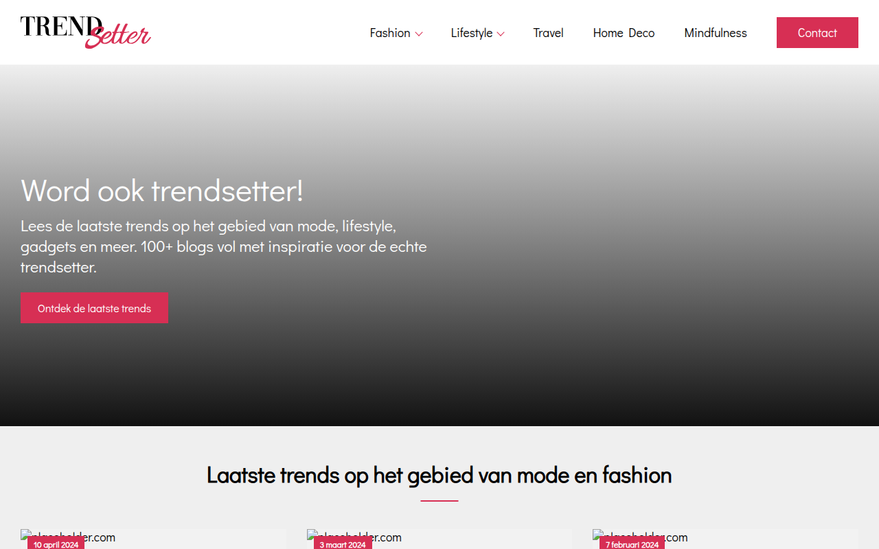 Screenshot van trendsetter.nl
