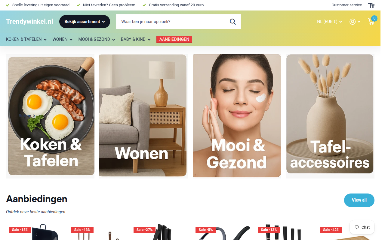 Screenshot van trendywinkel.nl