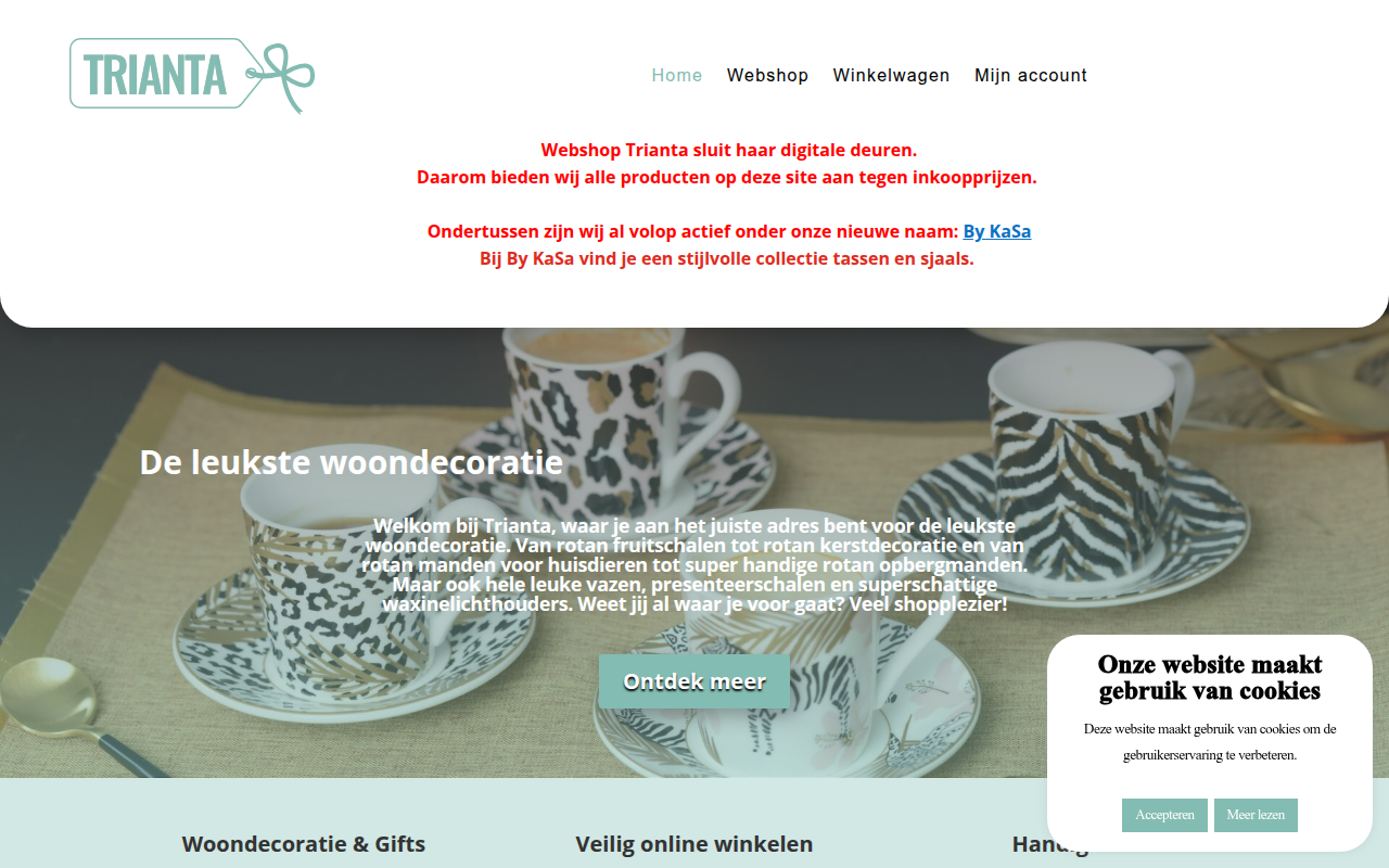 Screenshot van Webshop Trianta