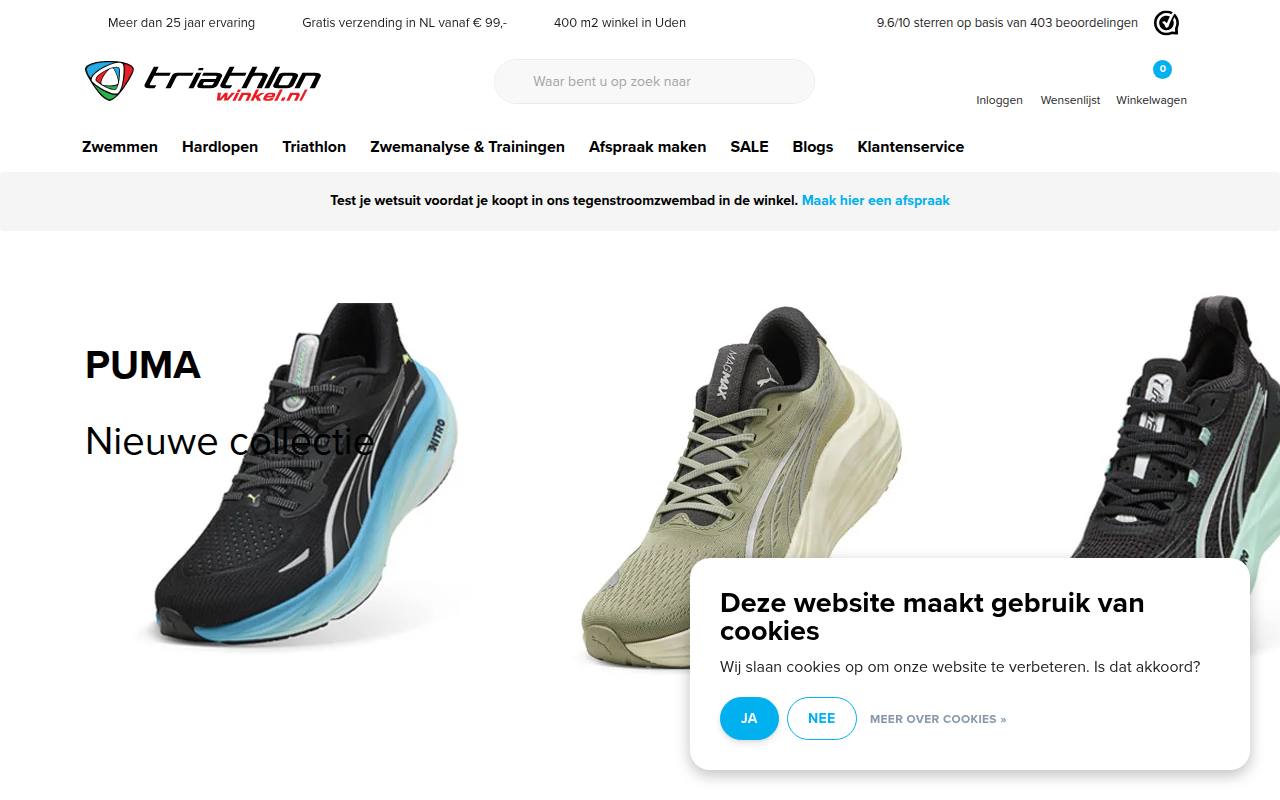 Screenshot van triathlonwinkel.nl