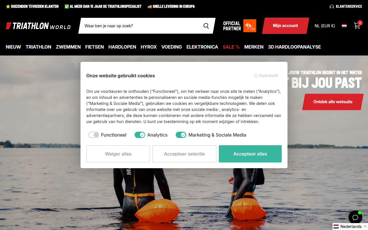 Screenshot van triathlonworld.nl
