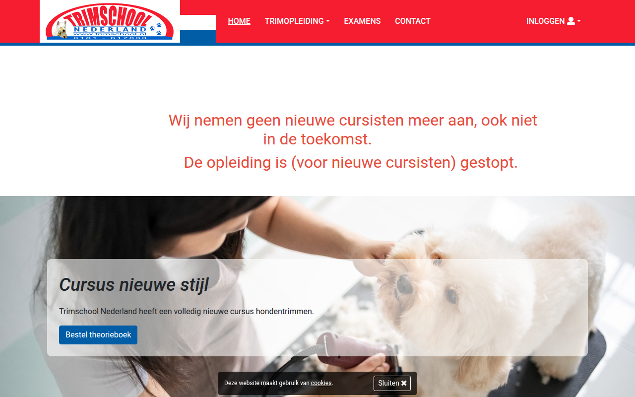 Screenshot van trimschool.nl