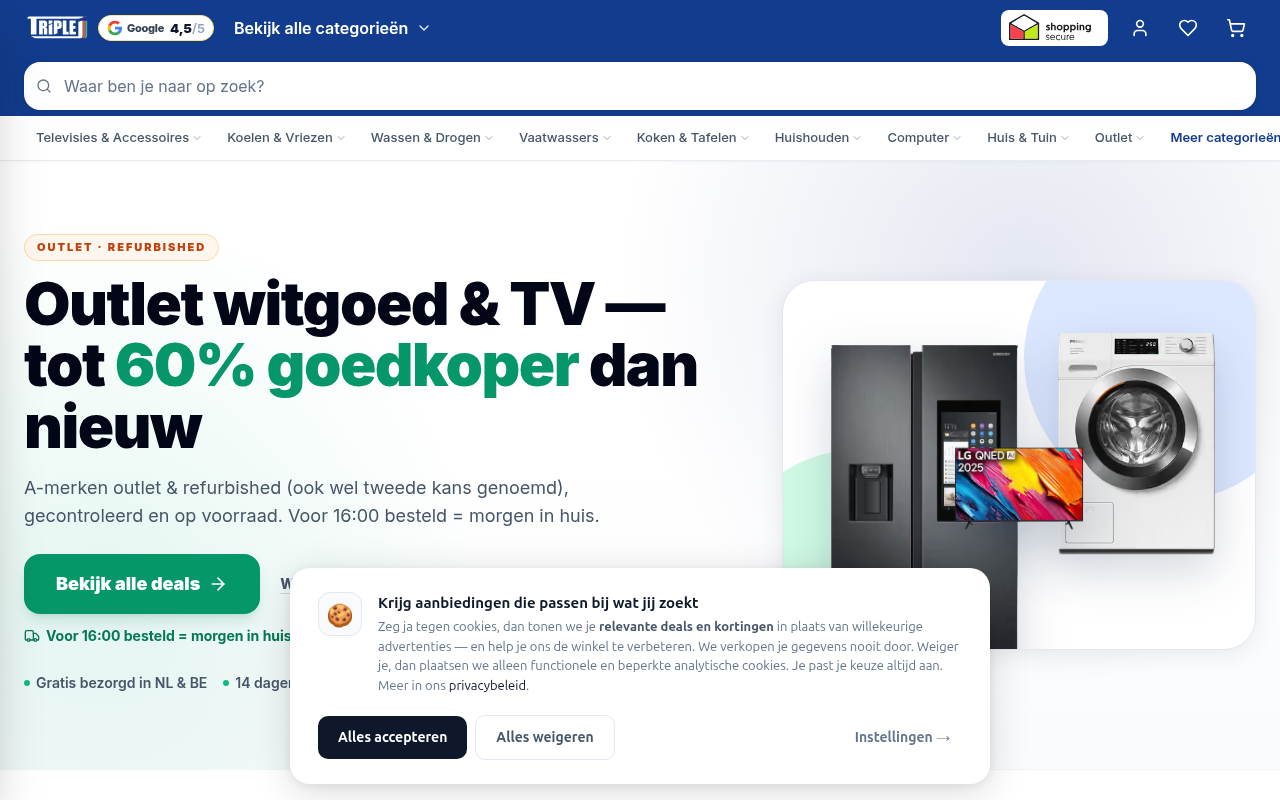 Screenshot van triplejonline.nl