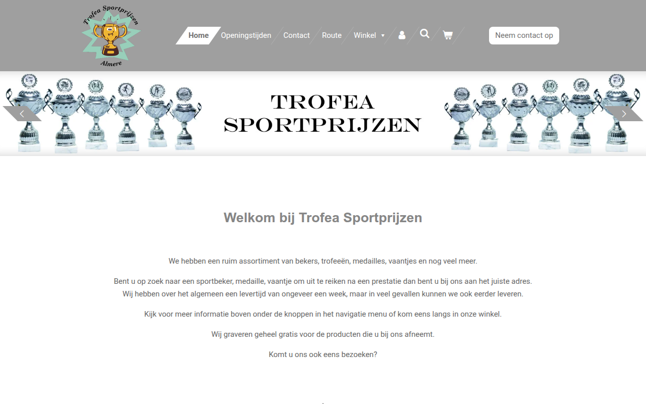 Screenshot van trofea.nl