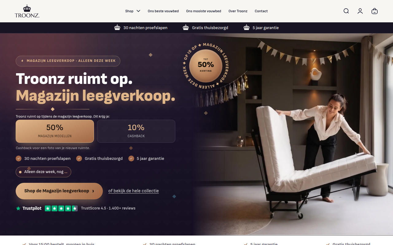 Screenshot van troonz.com