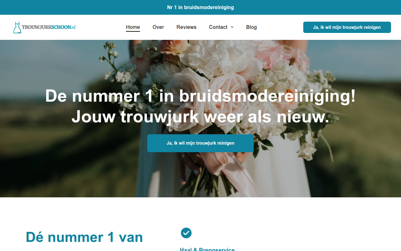 Screenshot van trouwjurkschoon.nl