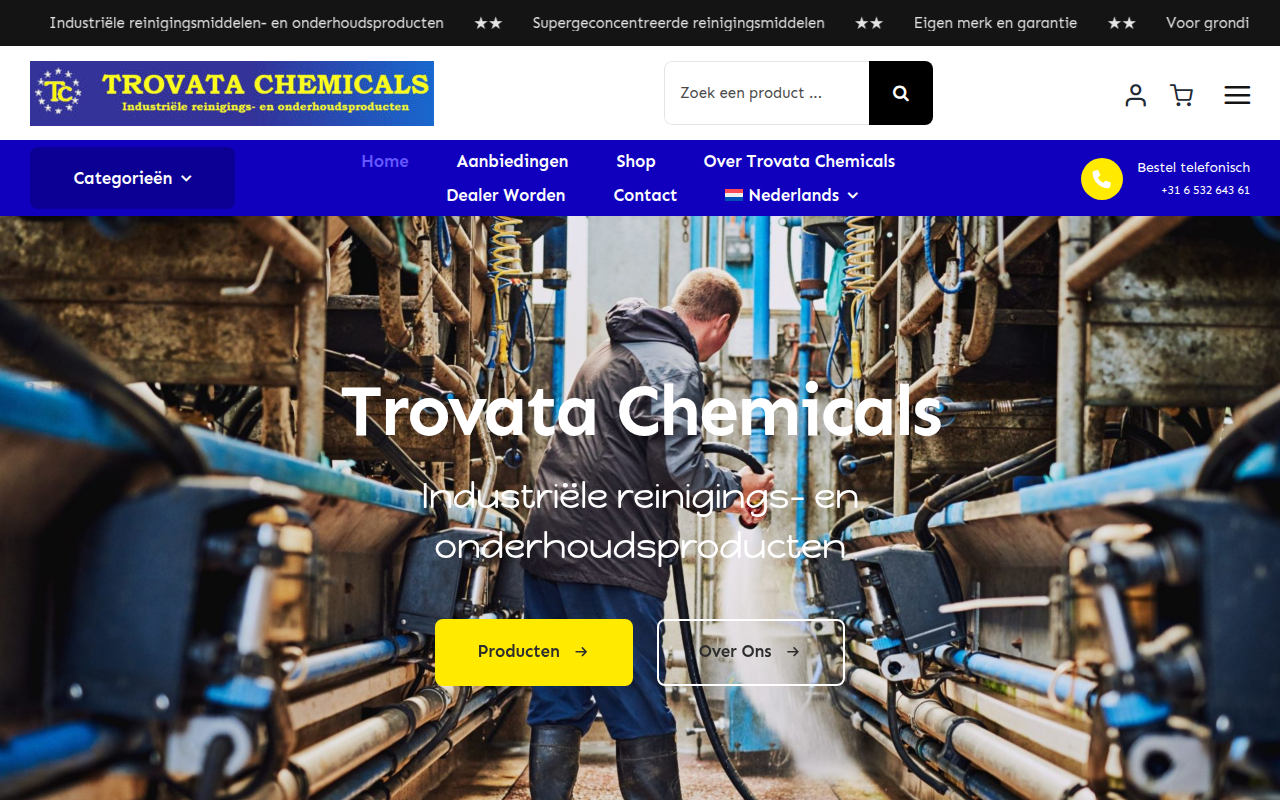 Screenshot van trovata-chemicals.com