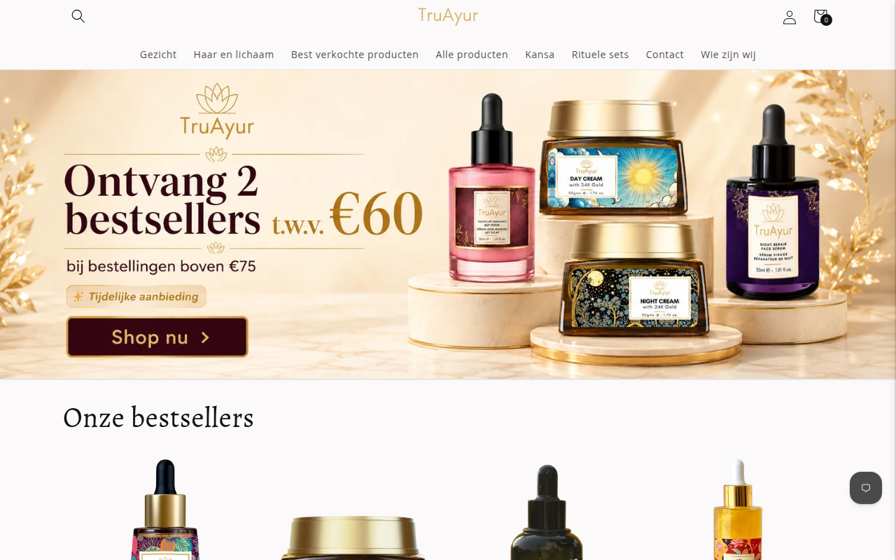 Screenshot van truayur.nl