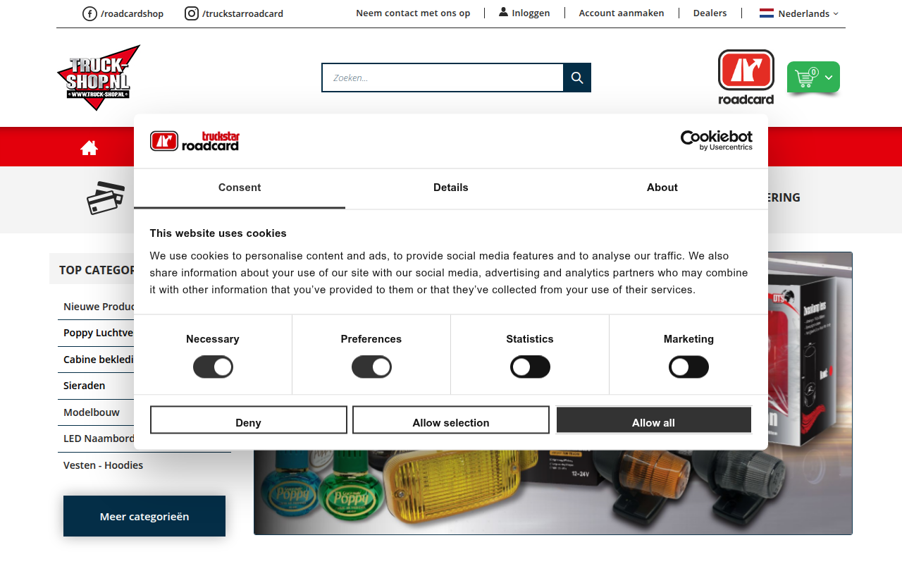 Screenshot van truck-shop.nl