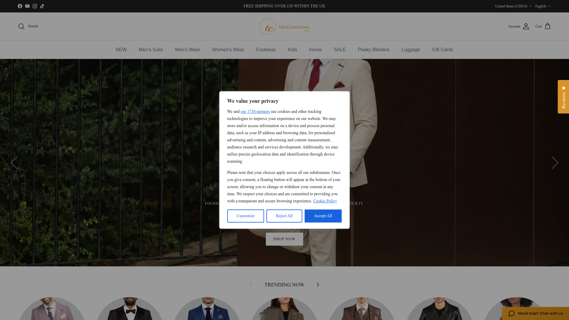 Screenshot van truclothing.com