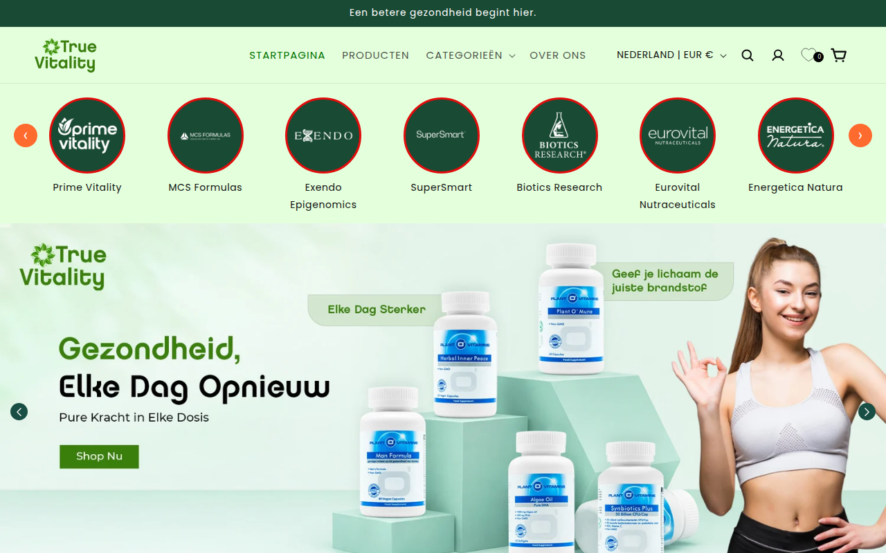 Screenshot van true-vitality.nl