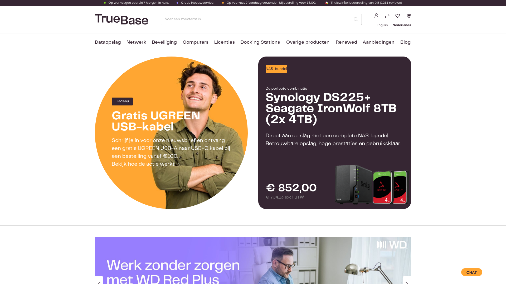 Screenshot van truebase.nl