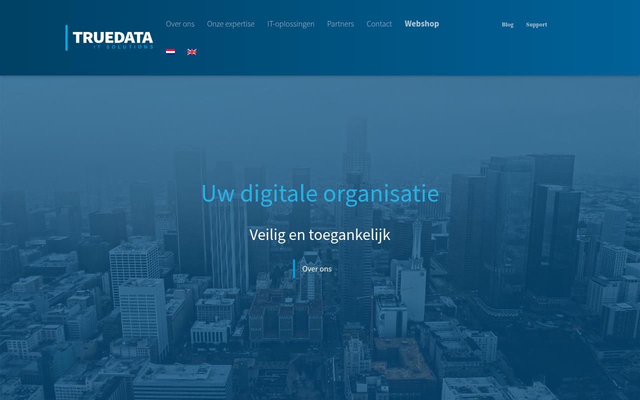 Screenshot van truedata.nl