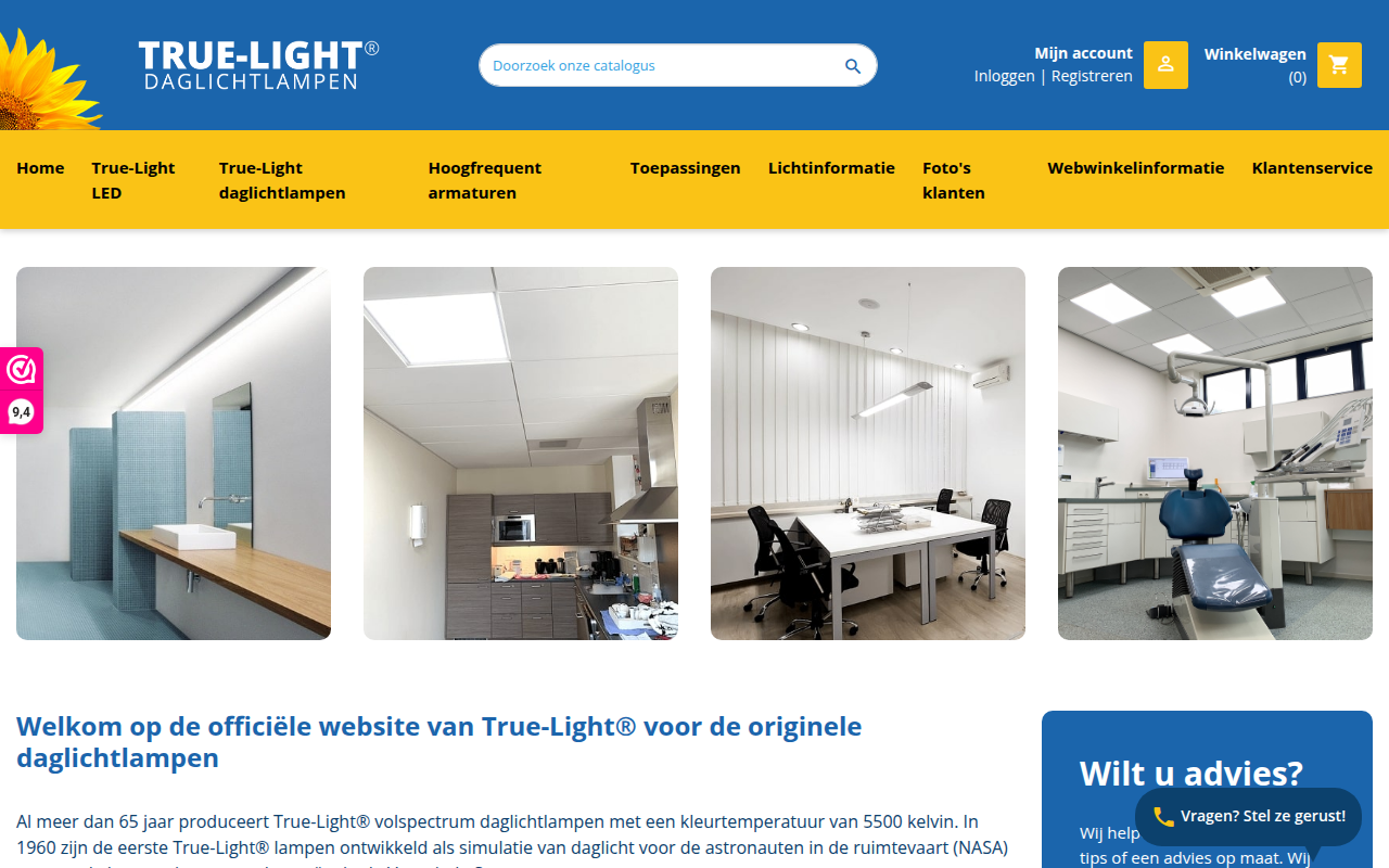 Screenshot van truelight.nl