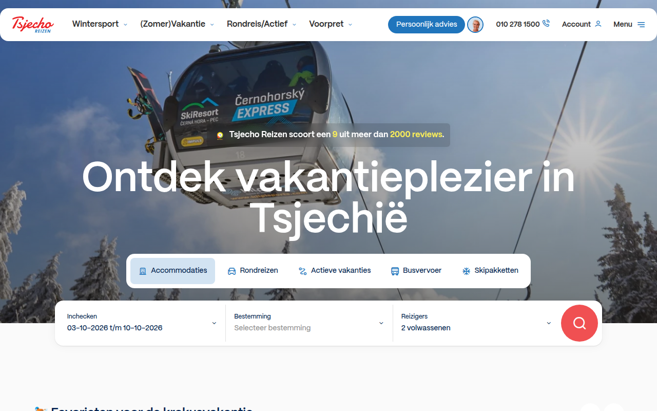 Screenshot van tsjechoreizen.nl