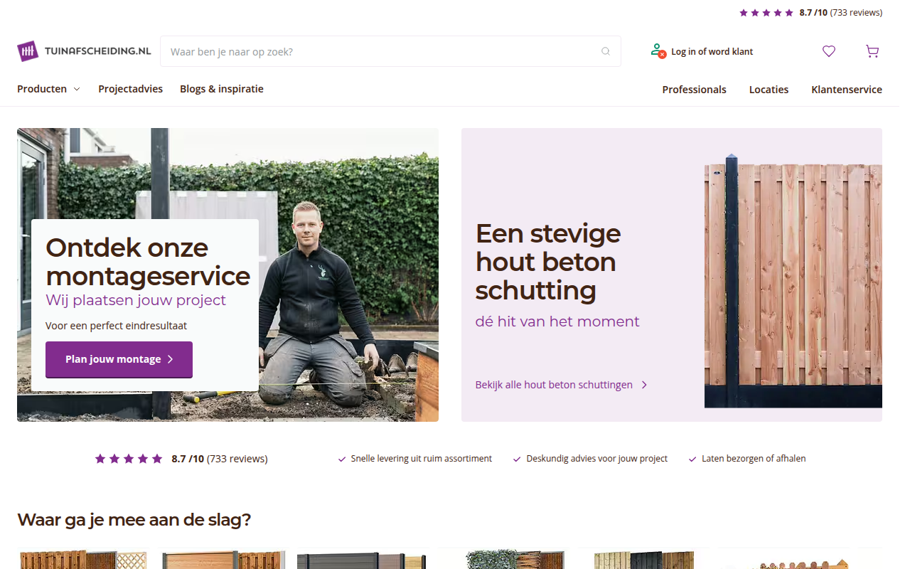 Screenshot van tuinafscheiding.nl