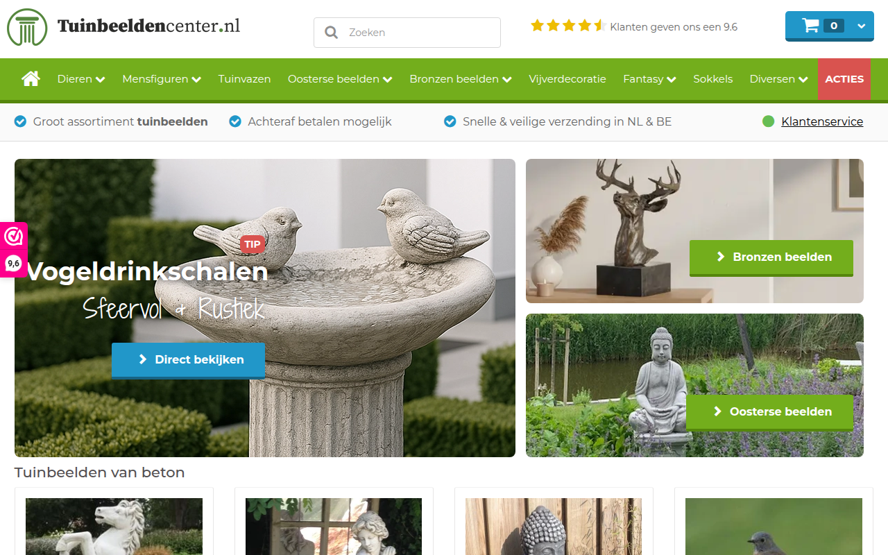 Screenshot van tuinbeeldencenter.nl