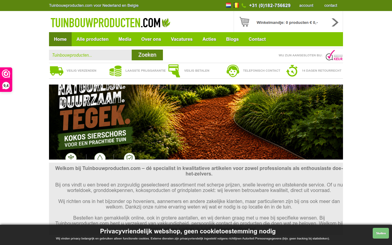 Screenshot van tuinbouwproducten.com