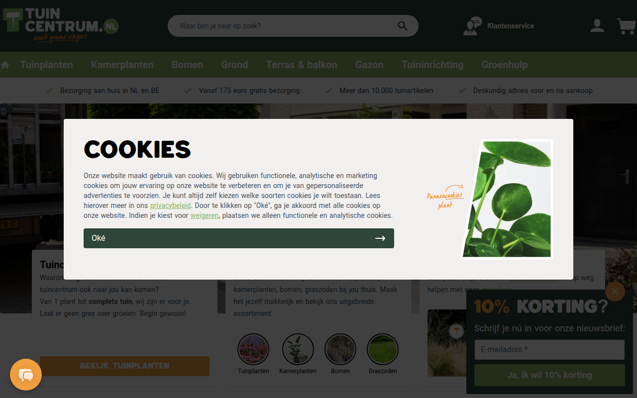 Screenshot van tuincentrum.nl