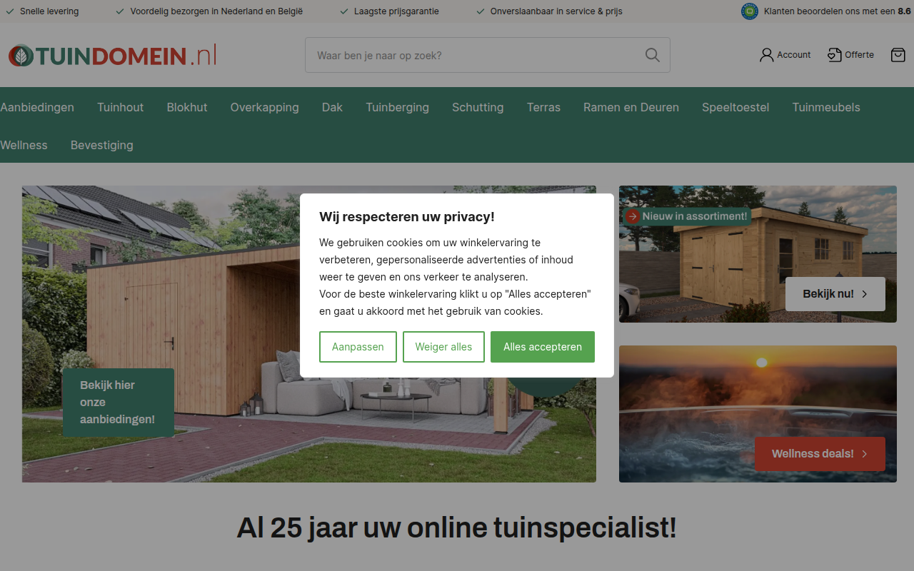 Screenshot van tuindomein.nl