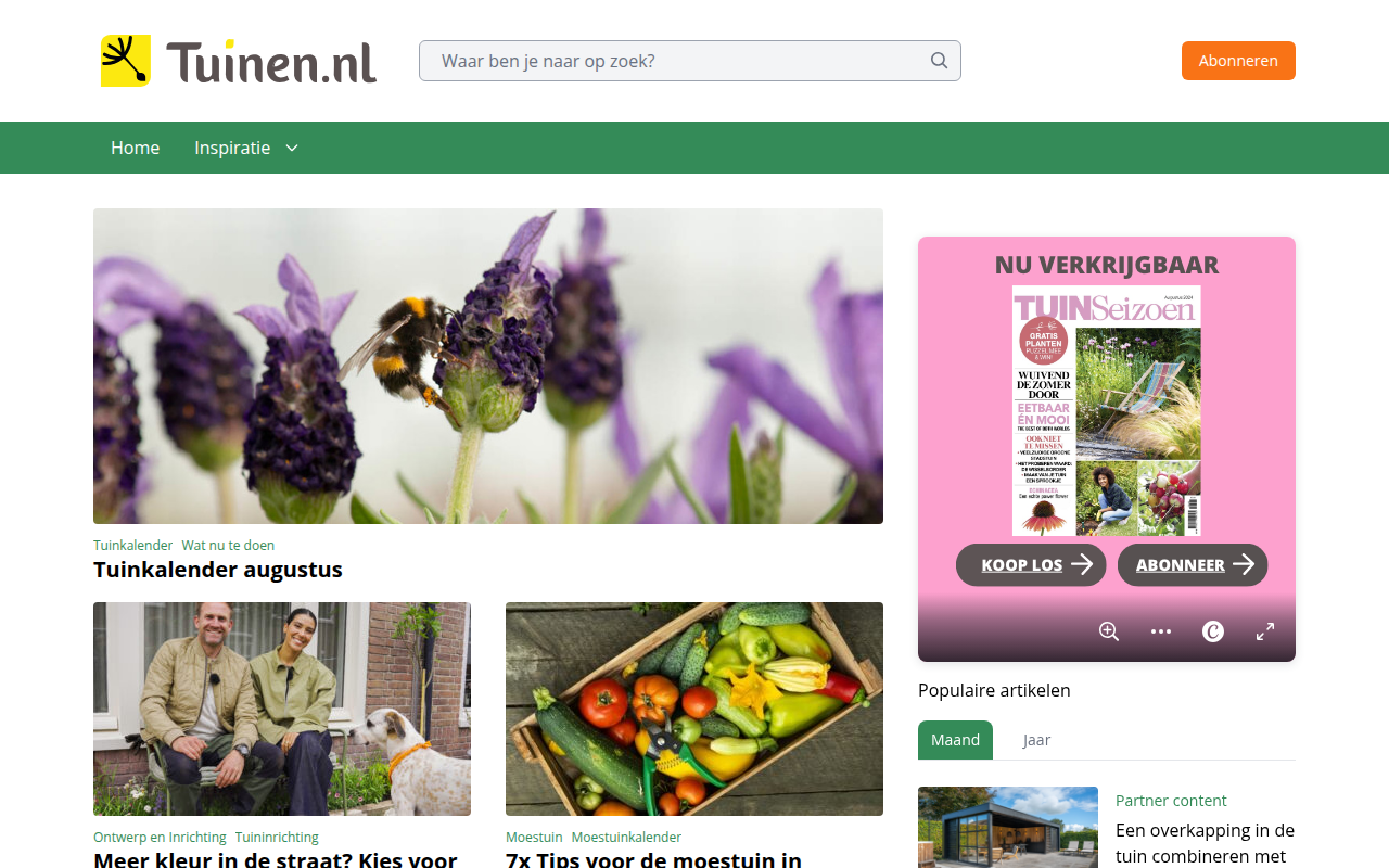Screenshot van tuinen.nl