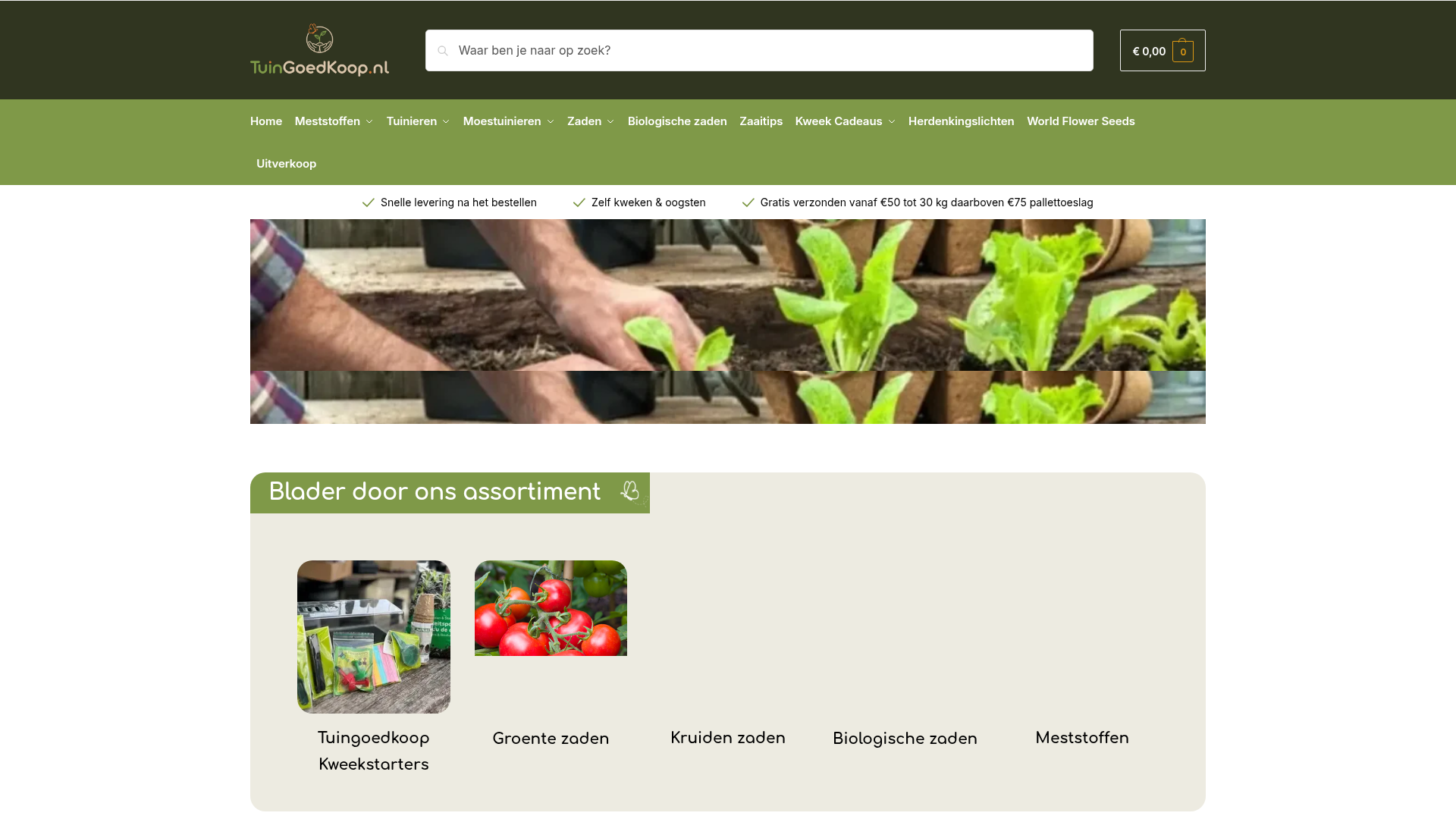 Screenshot van tuingoedkoop.nl